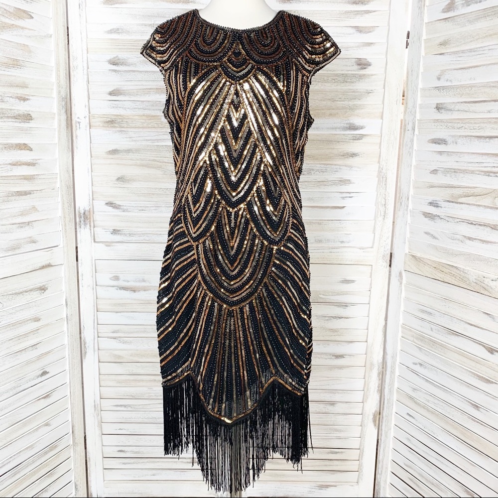 Sequins Beaded Gatsby Flapper Cocktail Dress